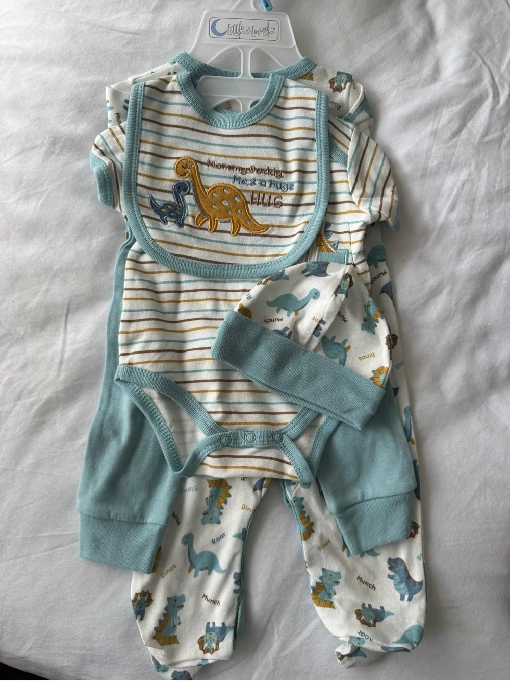 NEW! Baby 5-Piece Dino Print Layette Set - Light Blue